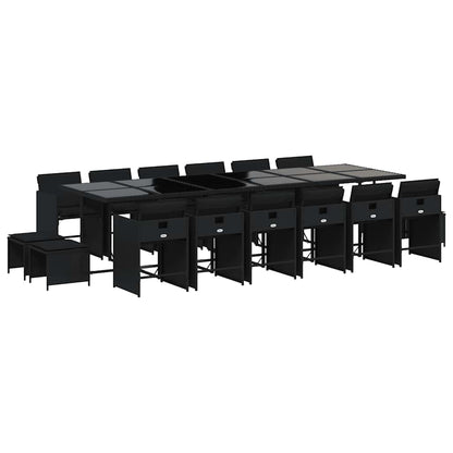 Set da Pranzo da Giardino 17 pz con Cuscini Nero in Polyrattan | homemem39