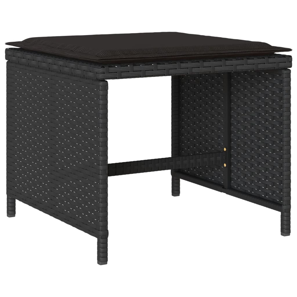 Set da Pranzo da Giardino 17 pz con Cuscini Nero in Polyrattan - homemem39