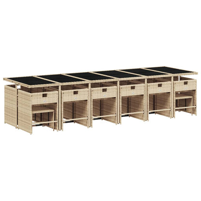 Set da Pranzo da Giardino 17 pz con Cuscini Beige in Polyrattan | homemem39
