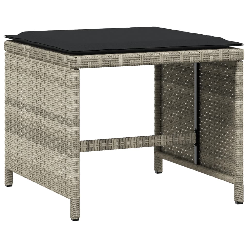 Set da Pranzo da Giardino 17pz con Cuscini Grigio in Polyrattan - homemem39