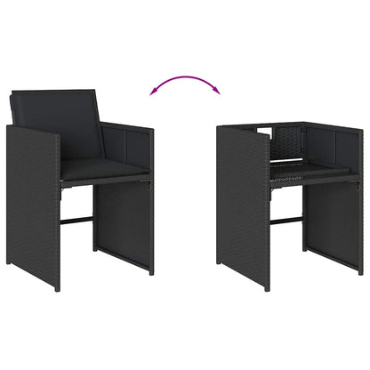 Set da Pranzo da Giardino 9 pz con Cuscini Nero in Polyrattan | homemem39