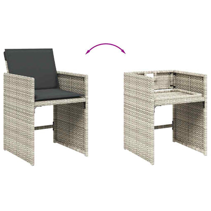 Set Pranzo da Giardino 9pz con Cuscini Grigio Chiaro Polyrattan | homemem39