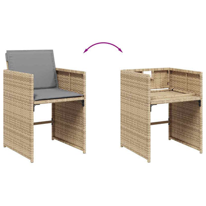 Set Pranzo da Giardino 9 pz con Cuscini Beige Misto Polyrattan | homemem39