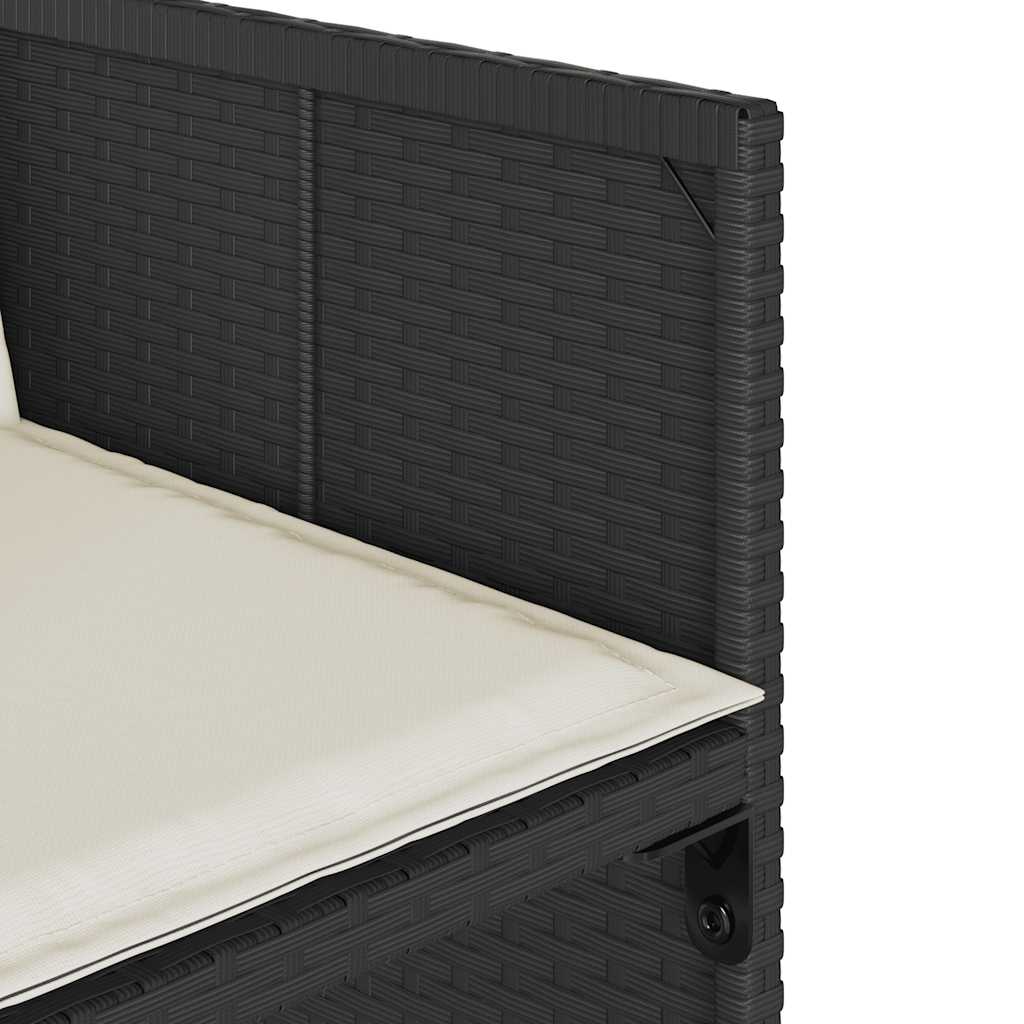 Set da Pranzo da Giardino 9 pz con Cuscini Nero in Polyrattan | homemem39