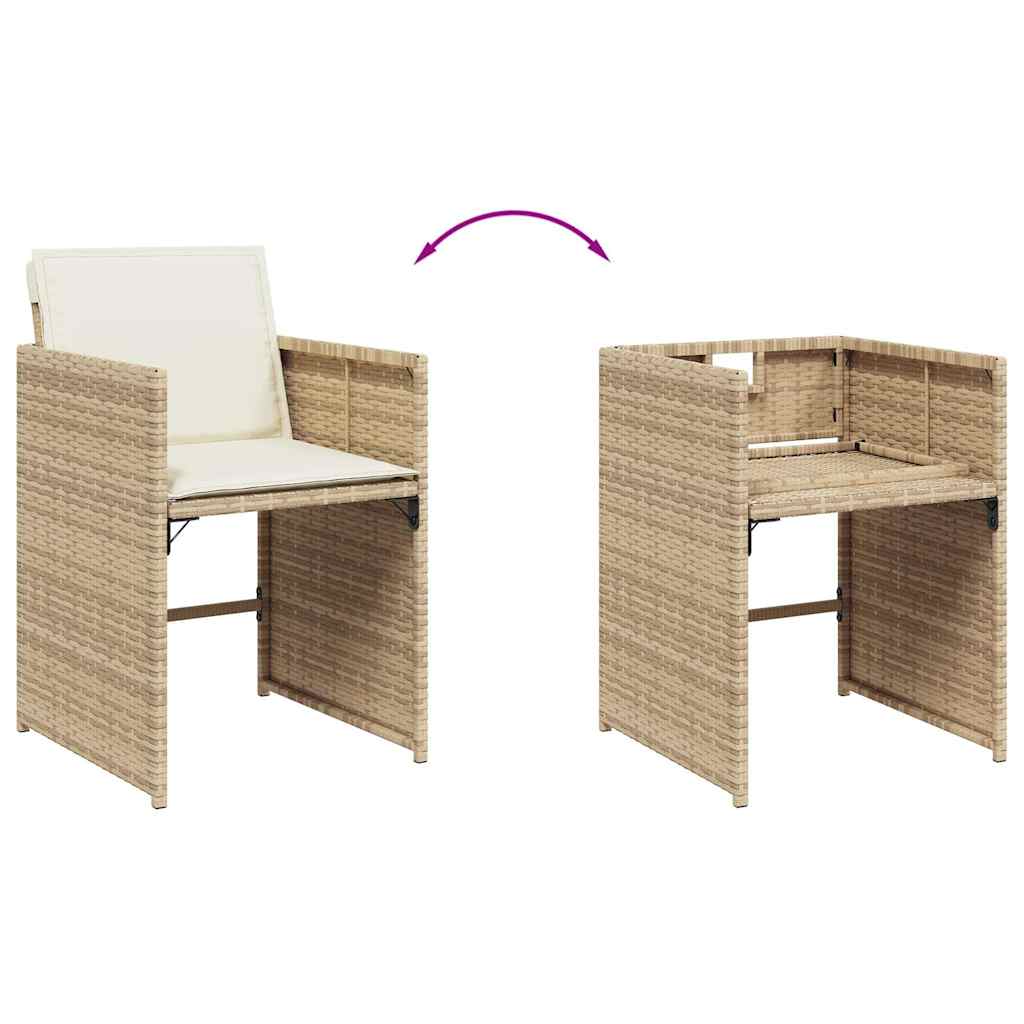 Set da Pranzo da Giardino 11 pz con Cuscini Beige in Polyrattan | homemem39