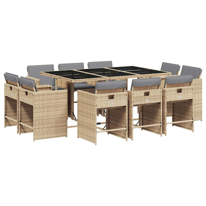Set Pranzo da Giardino 11 pz con Cuscini Beige Misto Polyrattan | homemem39