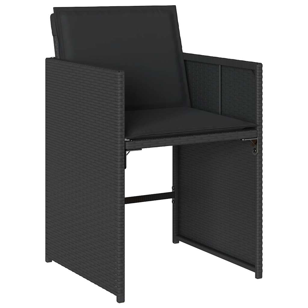 Set da Pranzo da Giardino 13pz con Cuscini Nero in Polyrattan | homemem39