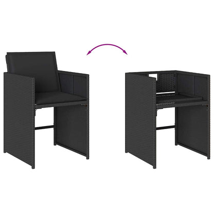 Set da Pranzo da Giardino 13pz con Cuscini Nero in Polyrattan | homemem39