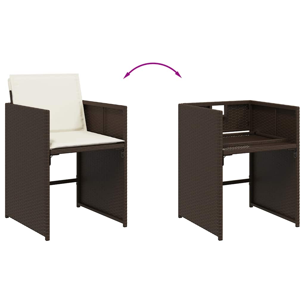 Set da Pranzo da Giardino 13pz con Cuscini Marrone Polyrattan | homemem39