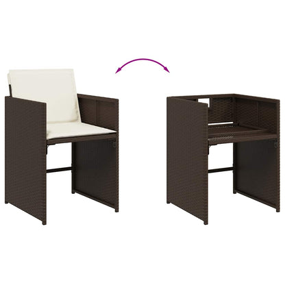 Set da Pranzo da Giardino 13pz con Cuscini Marrone Polyrattan | homemem39