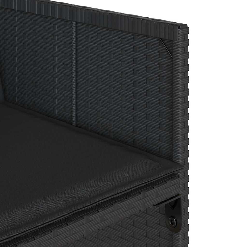 Set da Pranzo da Giardino 15 pz con Cuscini Nero in Polyrattan | homemem39