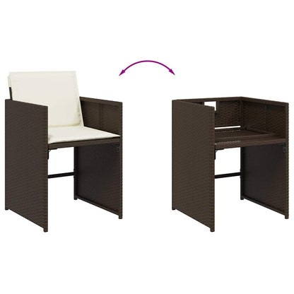 Set da Pranzo da Giardino 15 pz con Cuscini Marrone Polyrattan | homemem39