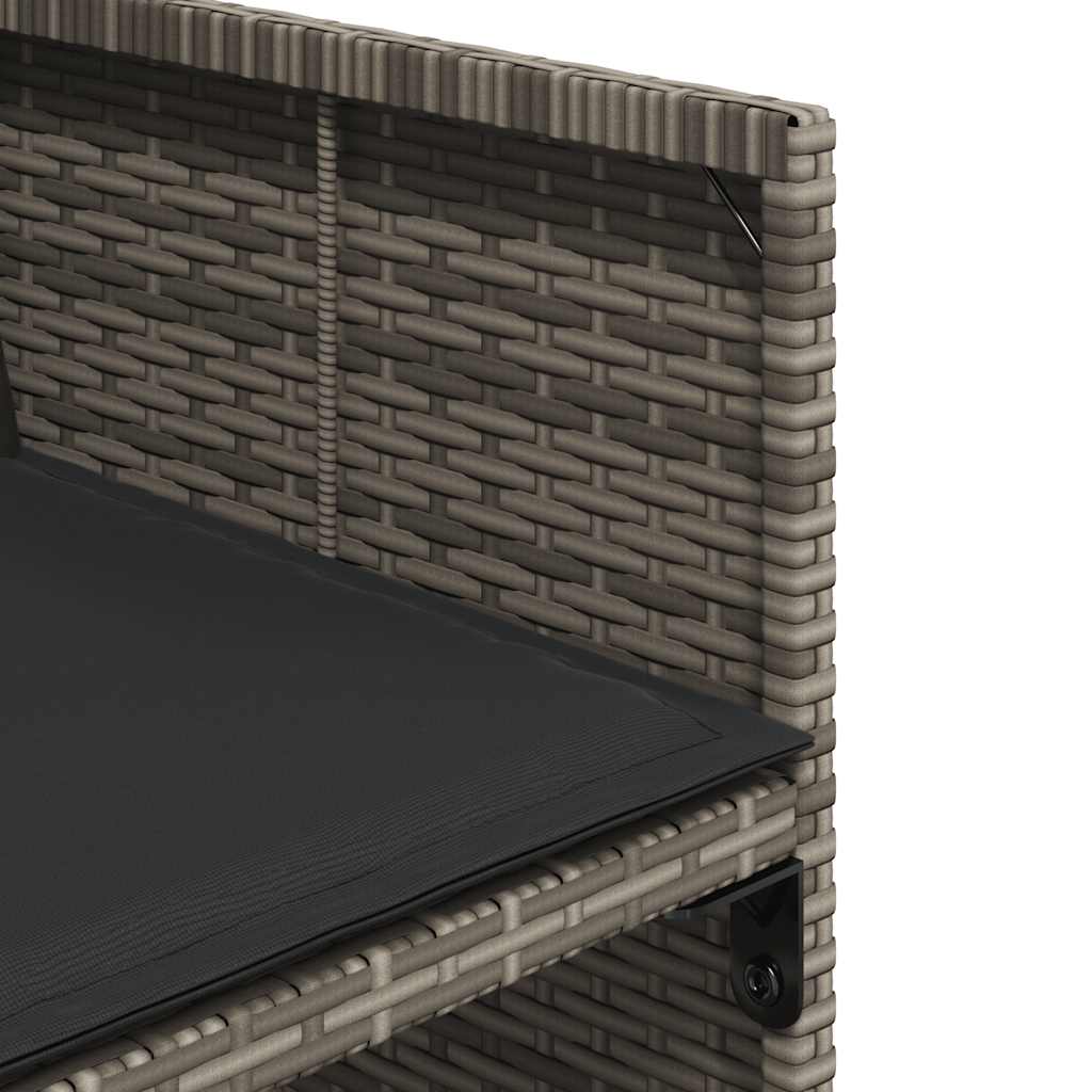 Set da Pranzo da Giardino 15 pz con Cuscini Grigio Polyrattan | homemem39