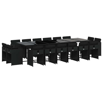Set da Pranzo da Giardino 17 pz con Cuscini Nero in Polyrattan | homemem39