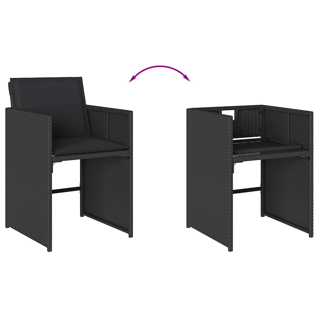 Set da Pranzo da Giardino 17 pz con Cuscini Nero in Polyrattan | homemem39