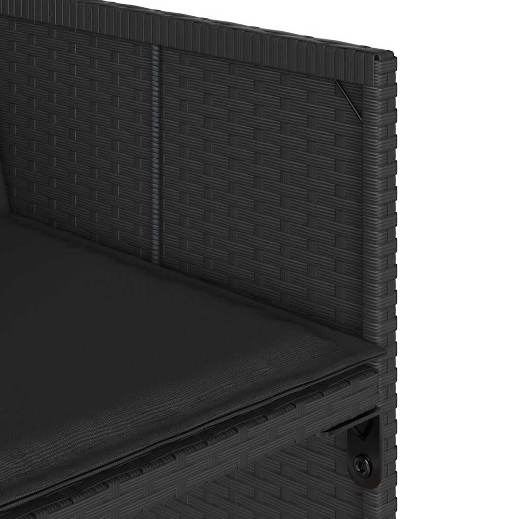 Set da Pranzo da Giardino 17 pz con Cuscini Nero in Polyrattan | homemem39
