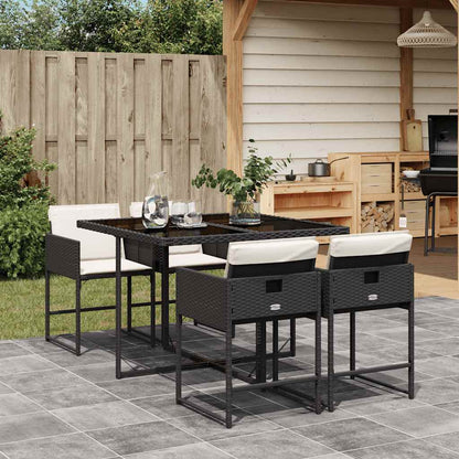 Set da Pranzo da Giardino 5 pz Nero con Cuscini in Polyrattan | homemem39
