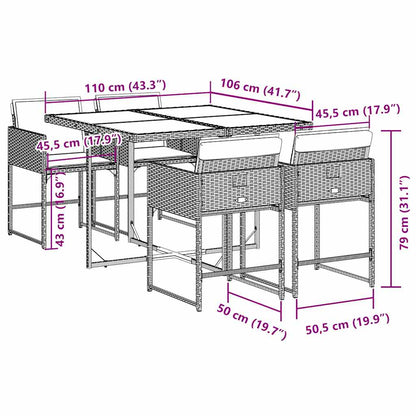 Set da Pranzo da Giardino 5 pz con Cuscini in Polyrattan Grigio | homemem39