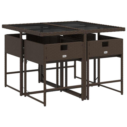 Set da Pranzo da Giardino 5pz con Cuscini in Polyrattan Marrone | homemem39