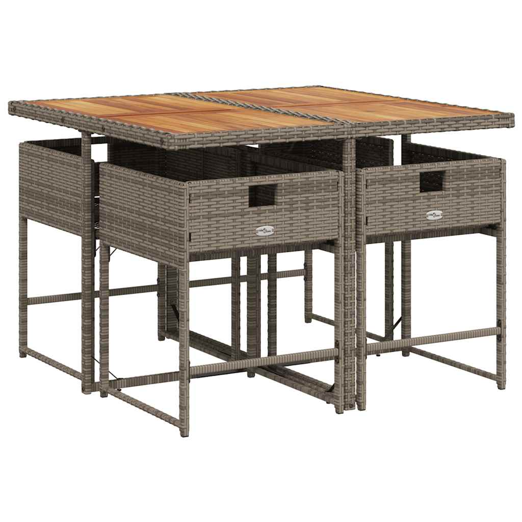 Set da Pranzo da Giardino 5 pz con Cuscini in Polyrattan Grigio | homemem39
