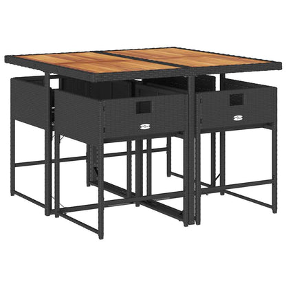 Set da Pranzo da Giardino 5 pz Nero con Cuscini in Polyrattan | homemem39