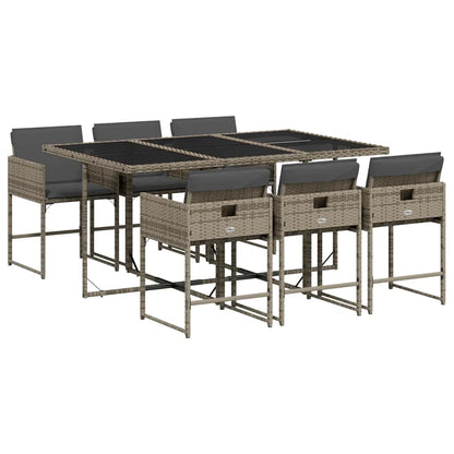 Set da Pranzo da Giardino 7 pz con Cuscini in Polyrattan Grigio | homemem39