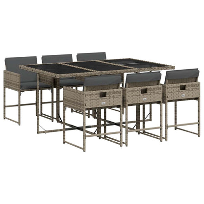 Set da Pranzo da Giardino 7 pz con Cuscini in Polyrattan Grigio - homemem39