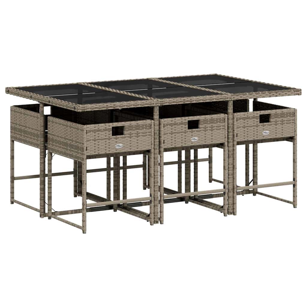 Set da Pranzo da Giardino 7 pz con Cuscini in Polyrattan Grigio | homemem39