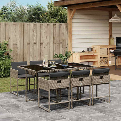 Set da Pranzo da Giardino 7 pz con Cuscini in Polyrattan Grigio | homemem39