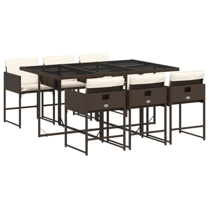 Set da Pranzo da Giardino 7pz con Cuscini in Polyrattan Marrone - homemem39
