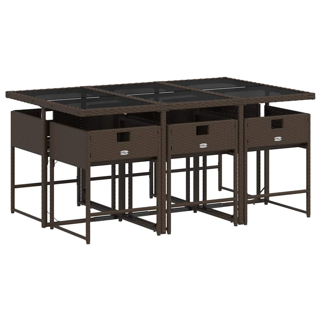 Set da Pranzo da Giardino 7pz con Cuscini in Polyrattan Marrone | homemem39