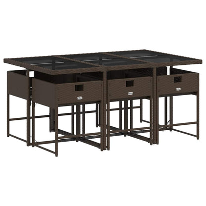 Set da Pranzo da Giardino 7pz con Cuscini in Polyrattan Marrone | homemem39