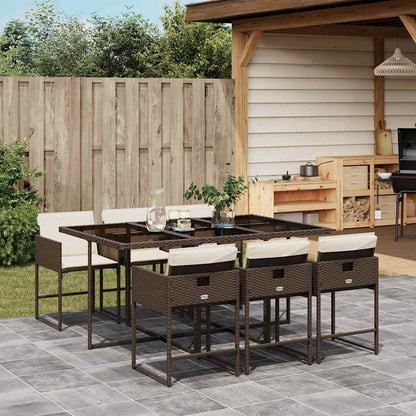 Set da Pranzo da Giardino 7pz con Cuscini in Polyrattan Marrone | homemem39