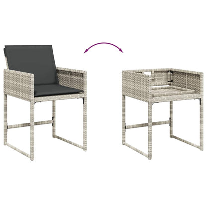 Set da Pranzo da Giardino 7 pz Cuscini Polyrattan Grigio Chiaro | homemem39