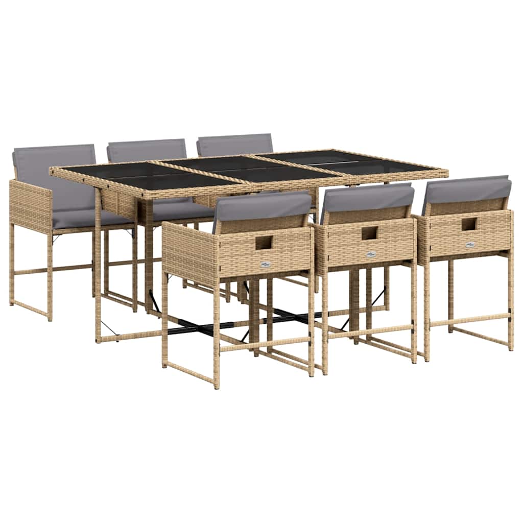 Set Pranzo da Giardino 7 pz con Cuscini Beige Misto Polyrattan | homemem39
