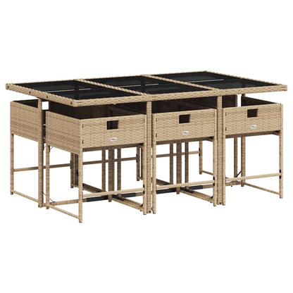 Set Pranzo da Giardino 7 pz con Cuscini Beige Misto Polyrattan | homemem39