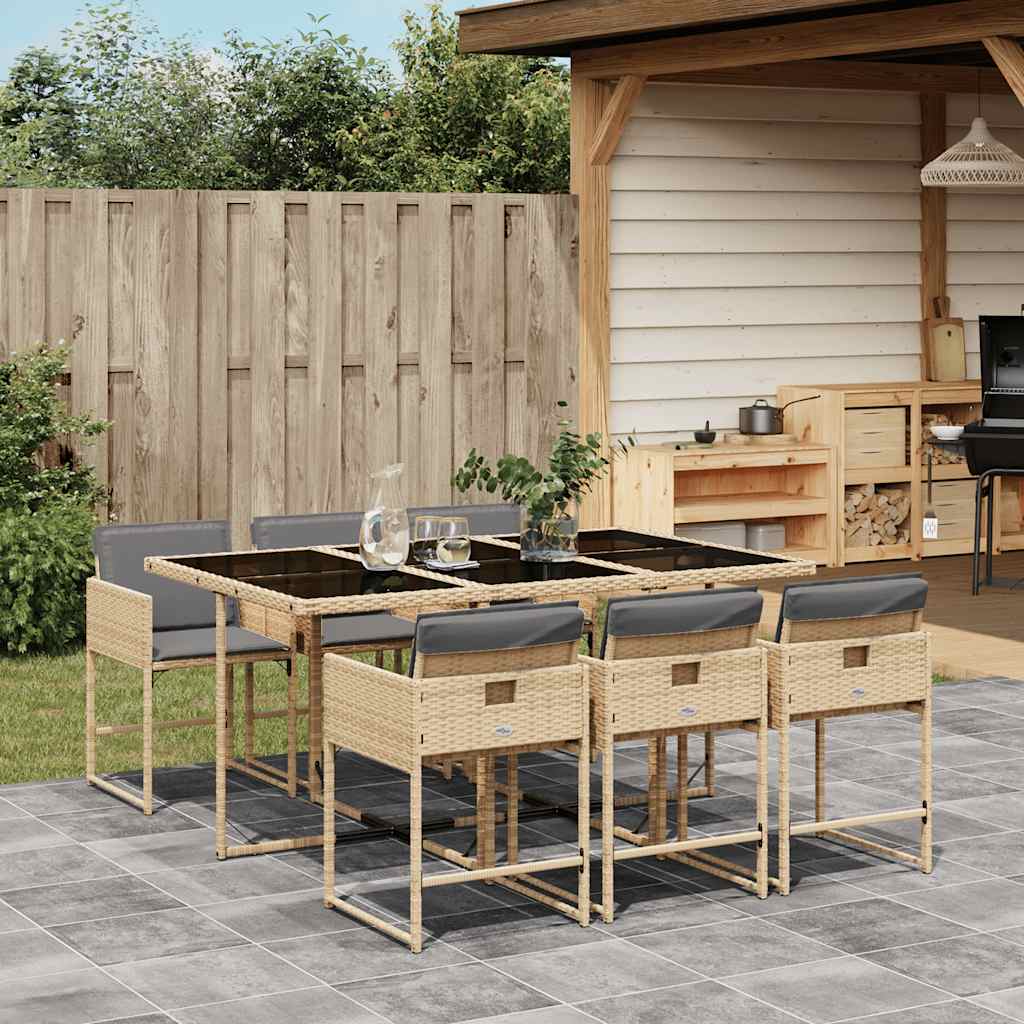 Set Pranzo da Giardino 7 pz con Cuscini Beige Misto Polyrattan | homemem39