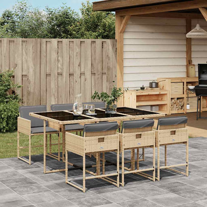 Set Pranzo da Giardino 7 pz con Cuscini Beige Misto Polyrattan | homemem39