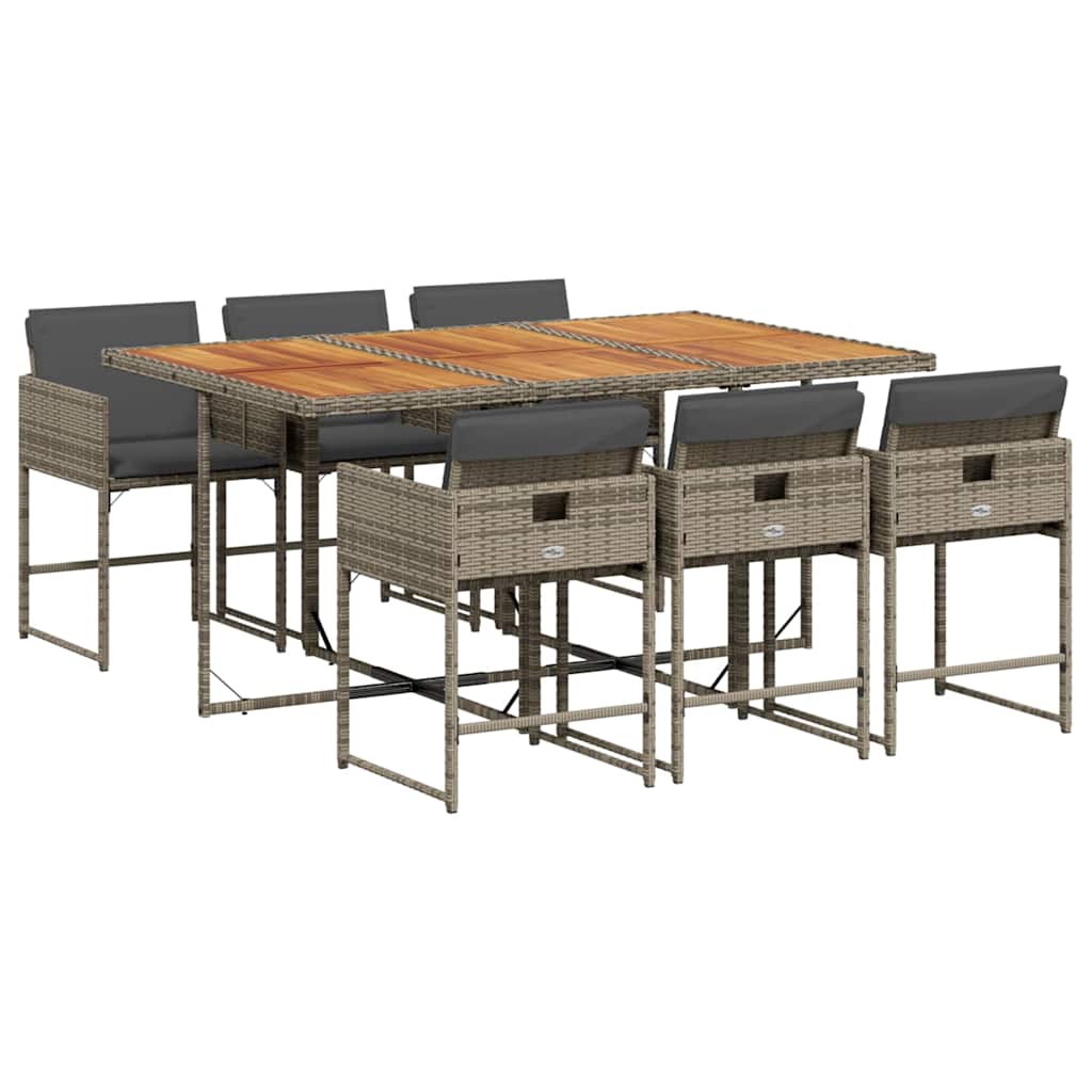 Set da Pranzo da Giardino 7 pz con Cuscini in Polyrattan Grigio | homemem39