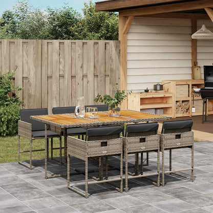 Set da Pranzo da Giardino 7 pz con Cuscini in Polyrattan Grigio | homemem39