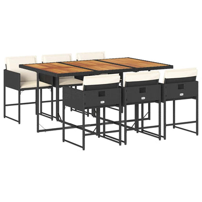 Set da Pranzo da Giardino 7 pz Nero con Cuscini in Polyrattan | homemem39