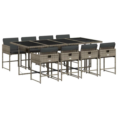 Set da Pranzo da Giardino 9 pz con Cuscini in Polyrattan Grigio | homemem39