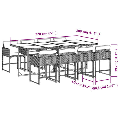 Set da Pranzo da Giardino 9 pz con Cuscini Beige in Polyrattan | homemem39