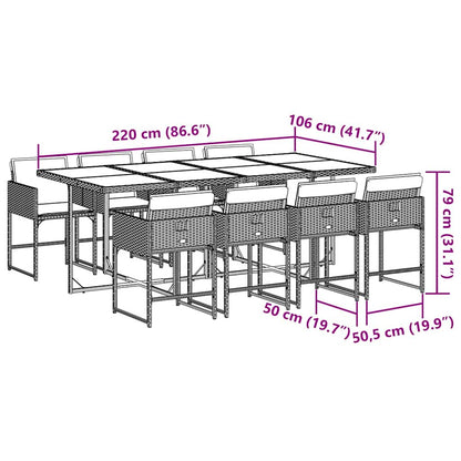 Set Pranzo da Giardino 9pz con Cuscini Grigio Chiaro Polyrattan | homemem39