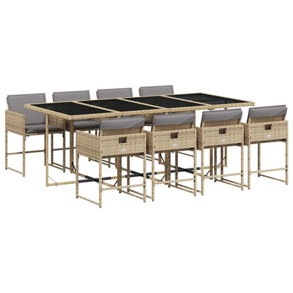Set Pranzo da Giardino 9 pz con Cuscini Beige Misto Polyrattan | homemem39