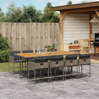 Set da Pranzo da Giardino 9 pz con Cuscini in Polyrattan Grigio | homemem39