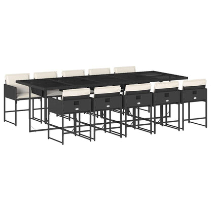 Set da Pranzo da Giardino 11 pz con Cuscini in Polyrattan Nero | homemem39