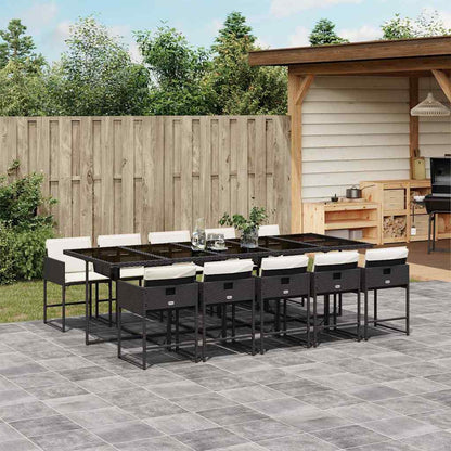 Set da Pranzo da Giardino 11 pz con Cuscini in Polyrattan Nero | homemem39
