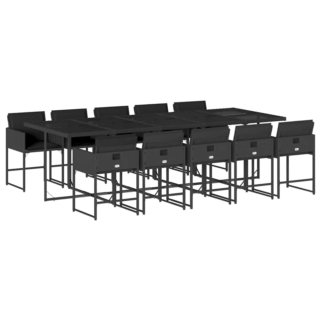 Set da Pranzo da Giardino 11 pz con Cuscini in Polyrattan Nero | homemem39