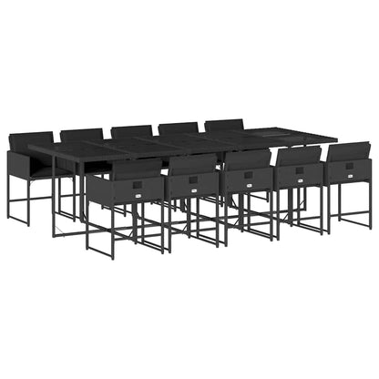 Set da Pranzo da Giardino 11 pz con Cuscini in Polyrattan Nero | homemem39